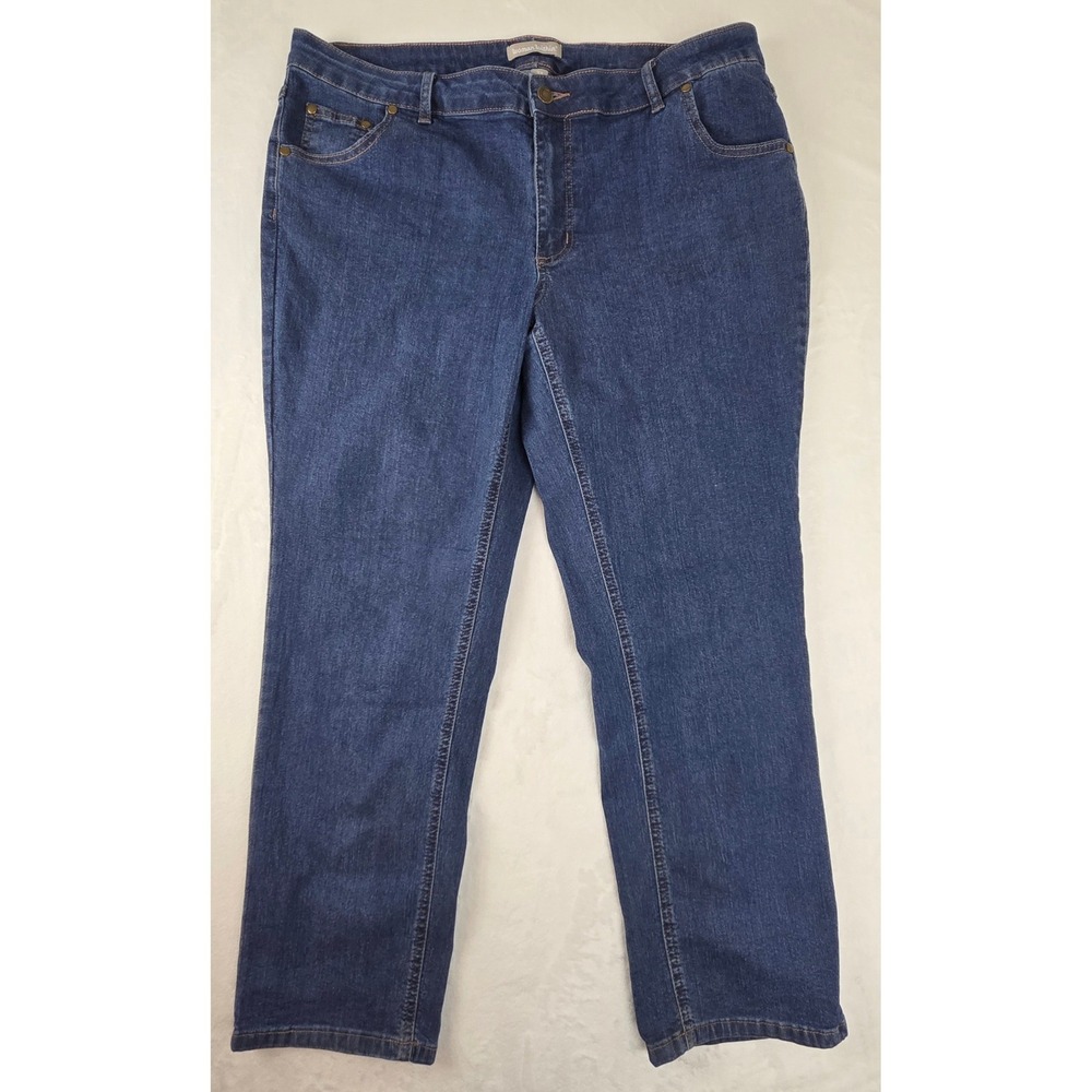 Woman Within Women 16W Petite Blue Straight‎ Leg Jeans Denim 31-1834-6 Stretch